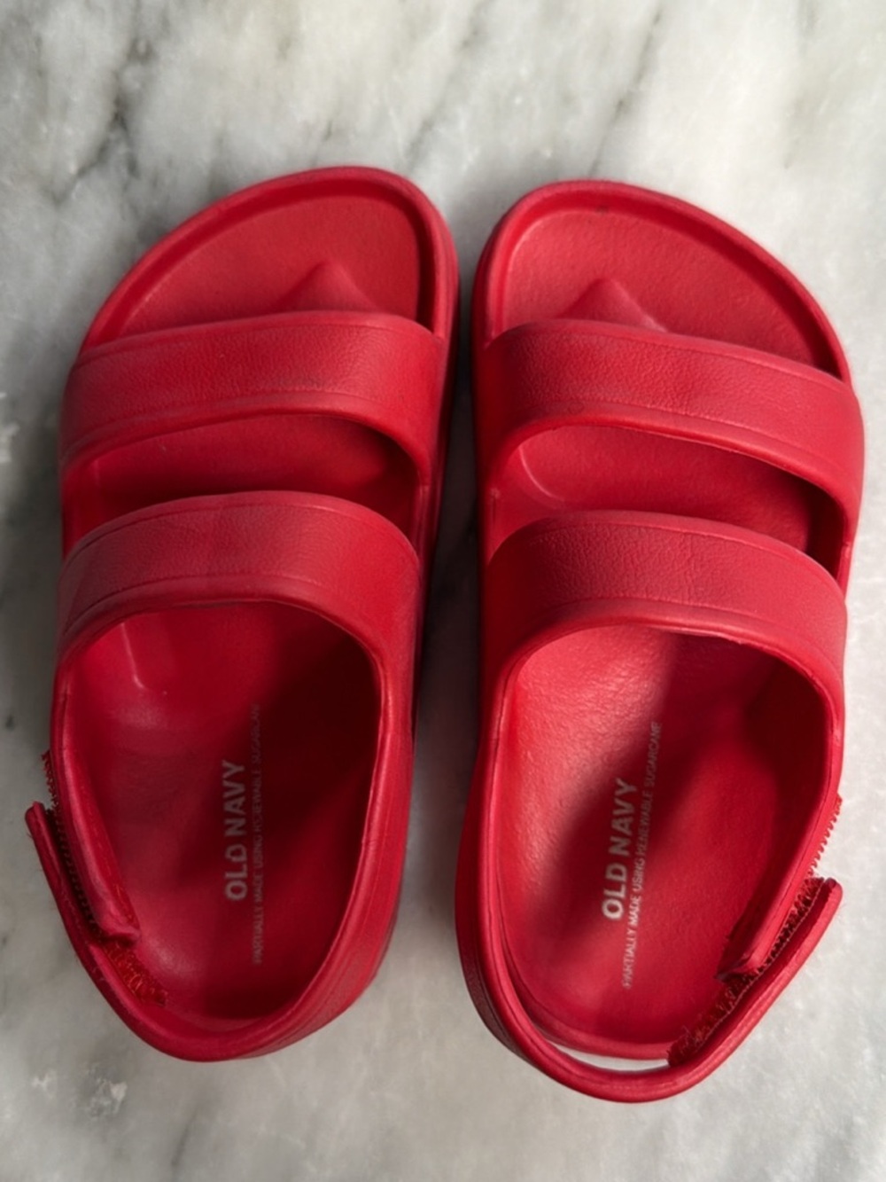 Old Navy Bright Red Double-Strap Slide Sandals with Back Strap
